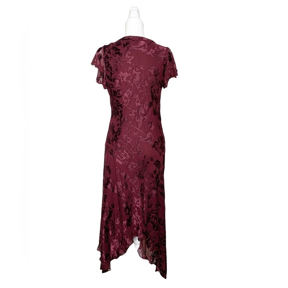 Adrianna Papéll Silk‎ Blend Flutter Sleeve Burnout Dress - Picture 2 of 6
